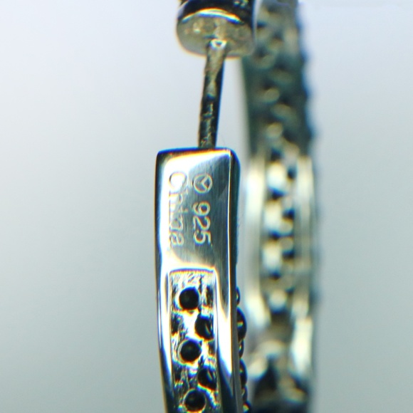 Black Spinel Inside Out Earrings, Sterling Silver - Picture 3 of 3